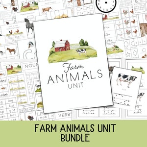 Farm Animal Unit BUNDLE, Nature Study, Math, Language Arts, Handwriting, Prek - 2nd grade, Farm Activities, Montessori, Animal Activities,