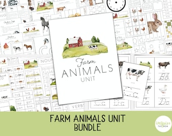 Farm Animal Unit BUNDLE, Nature Study, Math, Language Arts, Handwriting, Prek - 2nd grade, Farm Activities, Montessori, Animal Activities,
