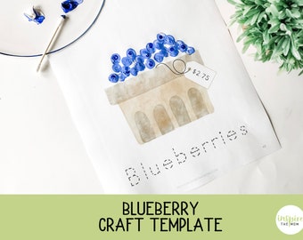 Blueberry Craft Template, Fingerprint Craft,  preschool craft, Montessori Activity, Homeschool activity, Blueberry Activity, Kindergarten