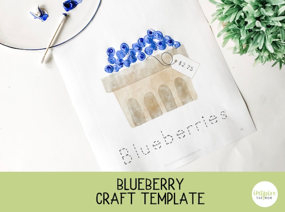 Blueberry Craft Template, Fingerprint Craft,  preschool craft, Montessori Activity, Homeschool activity, Blueberry Activity, Kindergarten