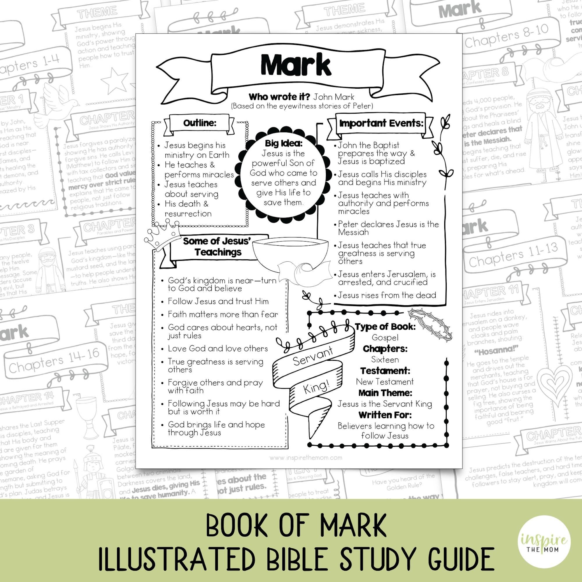 Book of Mark Illustrated Bible Study Guide for Kids | Chapter Summary 1 ...