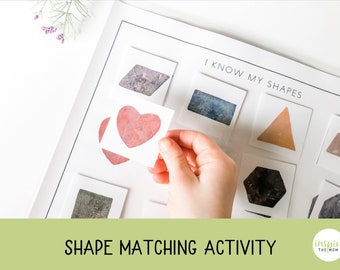 Shape Matching Activity, Preschool Activity, Preschool Shapes, Home Classroom Printable, Montessori,Charlotte Mason, Shape Words, watercolor