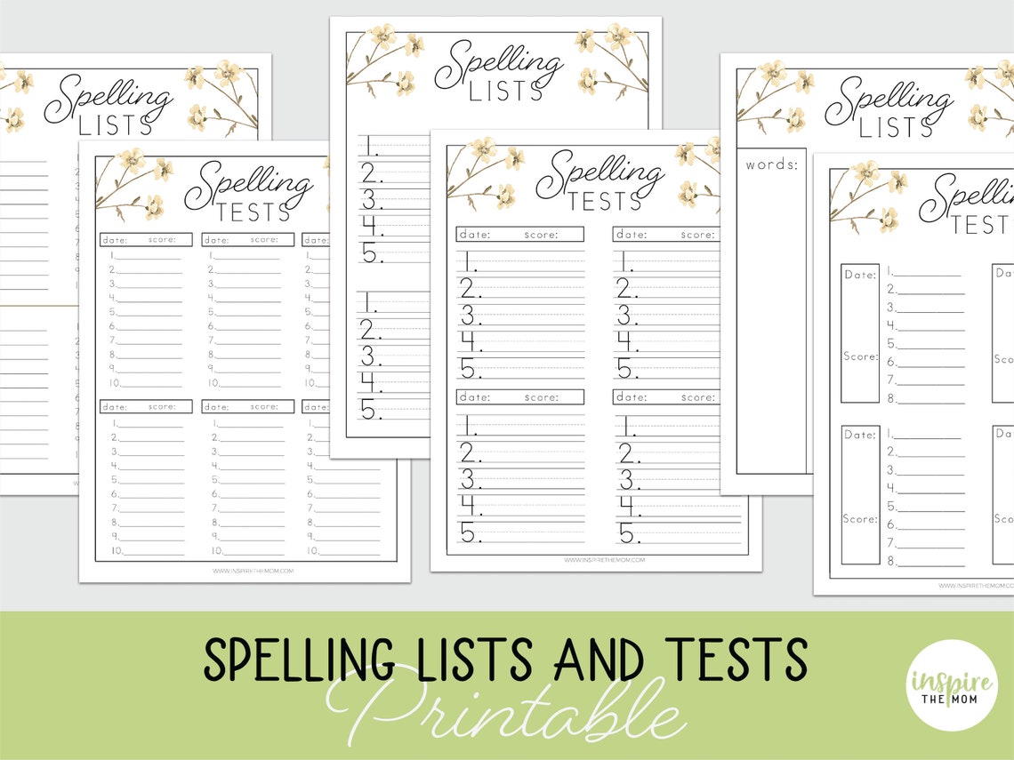Spelling Lists and Tests, Spelling Tracking Sheets, Homeschool Forms ...