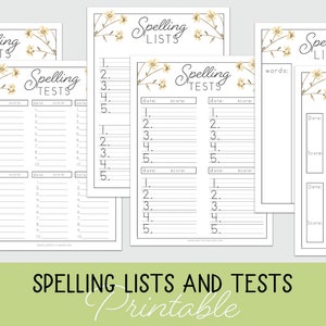 Spelling Lists and Tests, Spelling Tracking Sheets, Homeschool forms, Homeschool planning pages, Spelling printable, Multi level