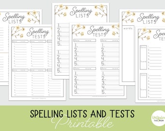 Spelling Lists and Tests, Spelling Tracking Sheets, Homeschool forms, Homeschool planning pages, Spelling printable, Multi level