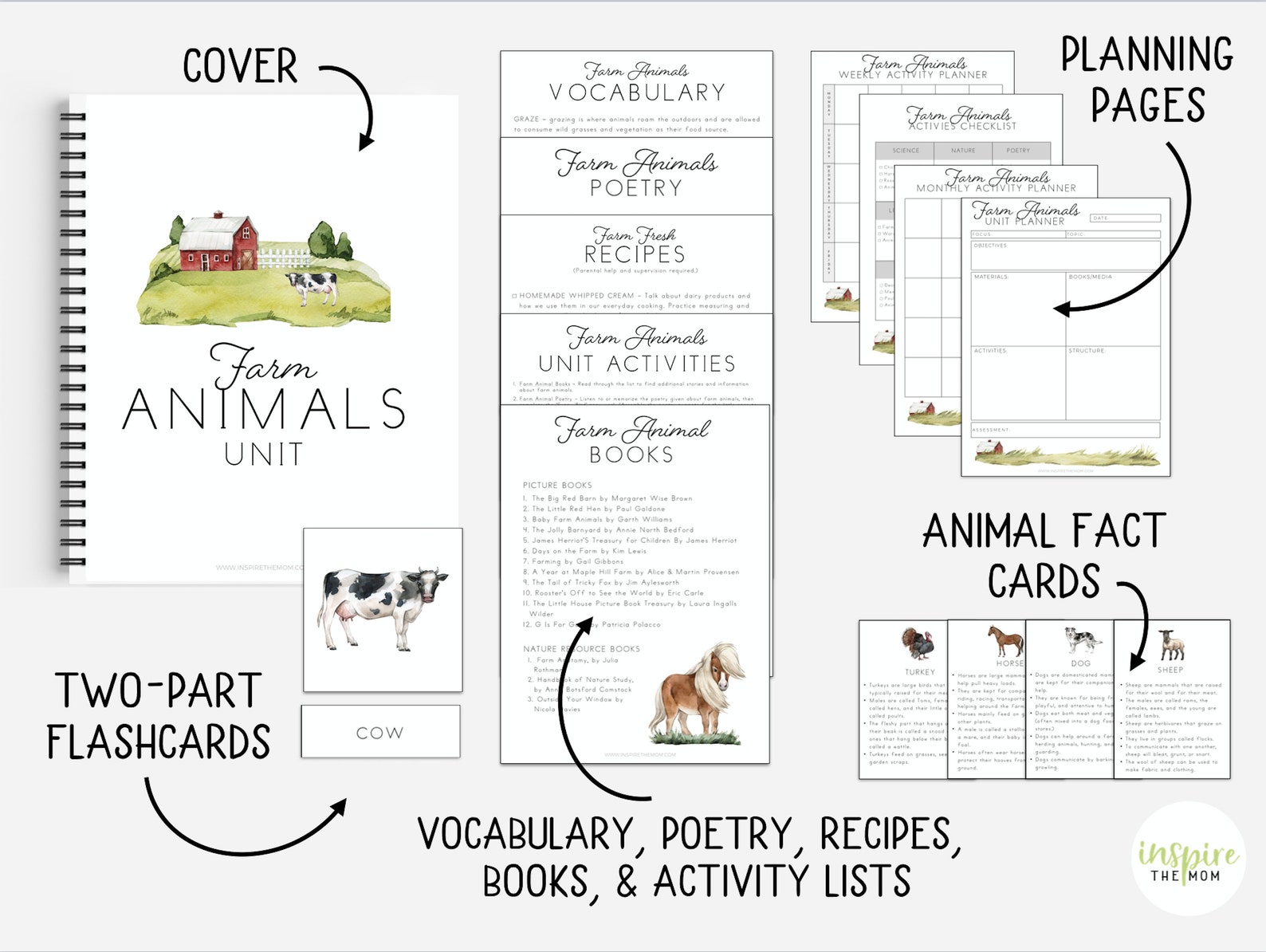 Farm Animal Unit BUNDLE Nature Study Math Language Arts Etsy