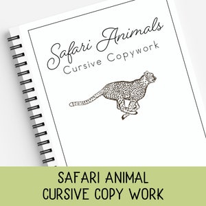 Safari Animals Cursive Copywork, Safari Animal Facts, Cursive Handschriftoefening, Charlotte Mason, Klassiek onderwijs, Homeschool cursief