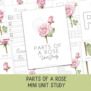 Parts of a Rose Unit Study | Printable Pack | Rose Anatomy Worksheets | Science & Language Arts Activities | Handwriting