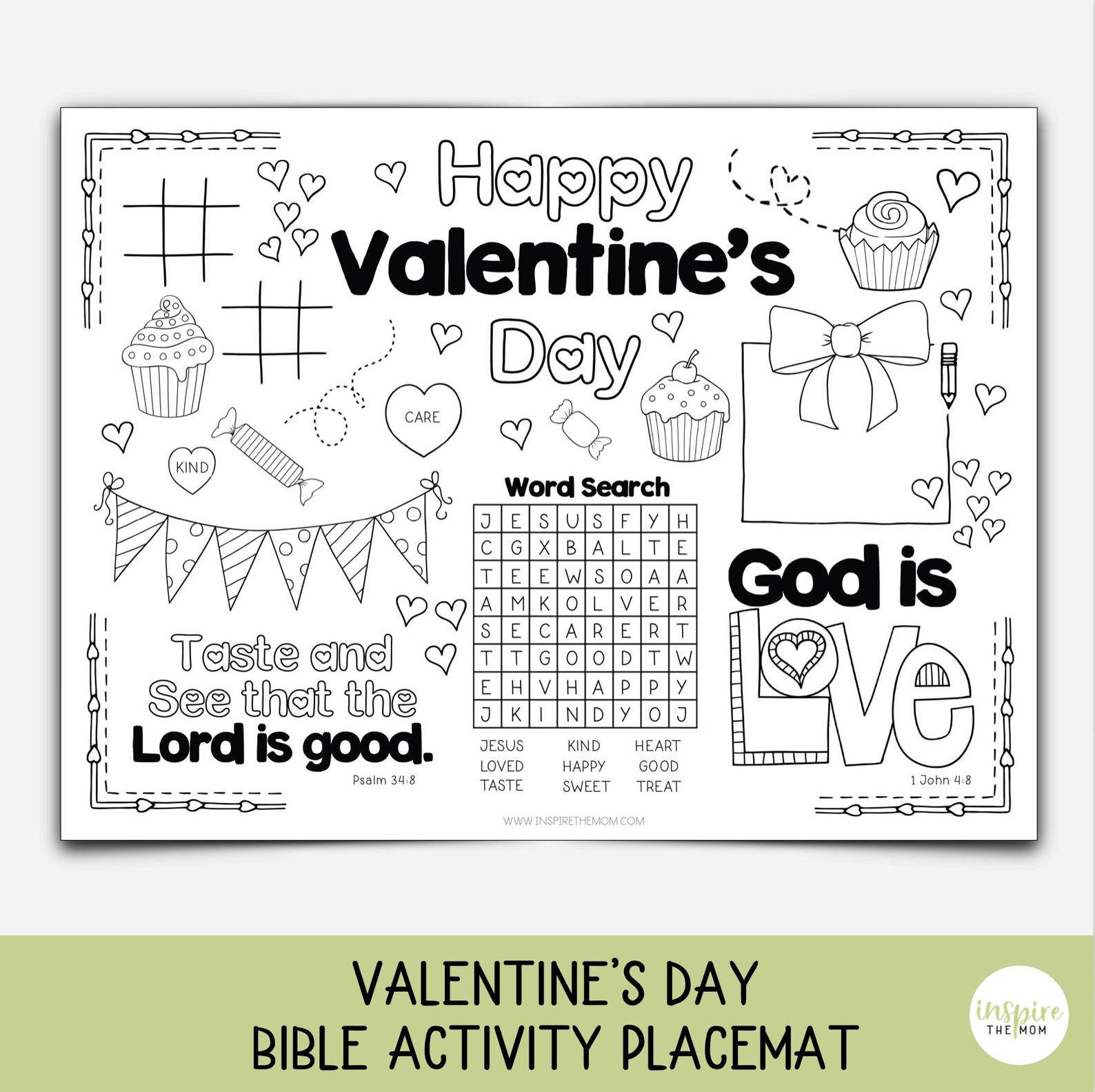 Valentine's Day Bible Activity Placemat for Kids | Sunday School Craft ...