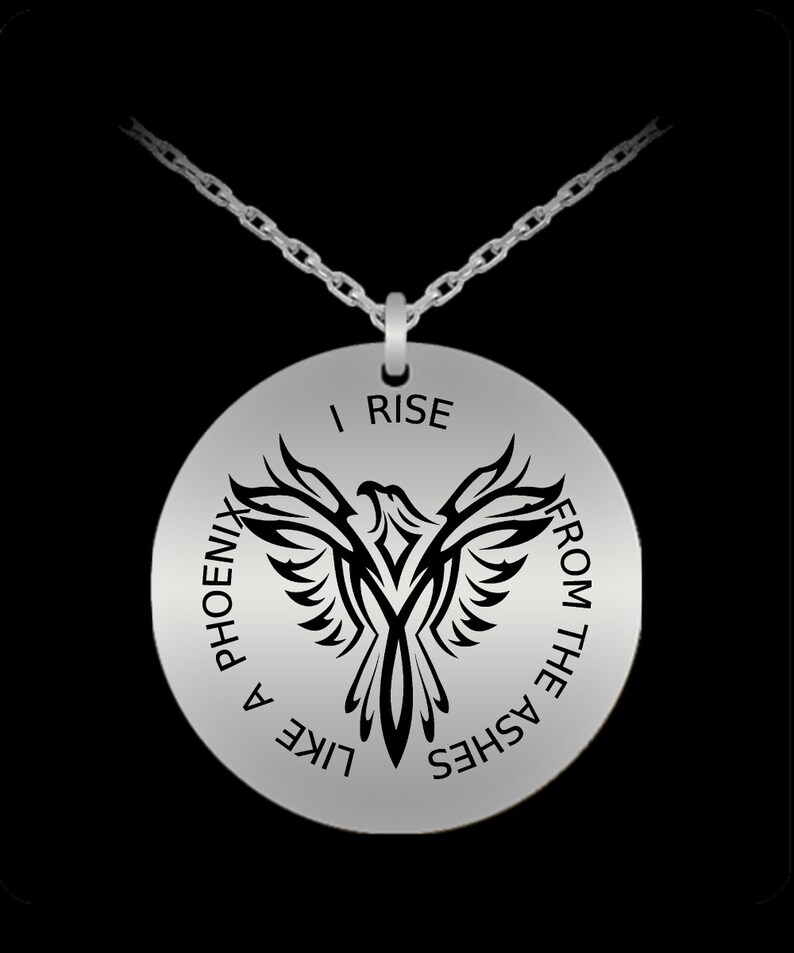 Phoenix bird necklace pendant jewelry Laser engraved Etsy