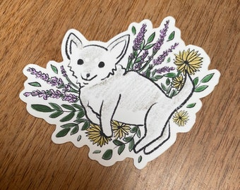 Dog in Wildflowers || Pet Sticker
