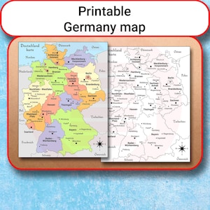Printable Germany Map Deutschland Political Map Travel Map Plans Study ...