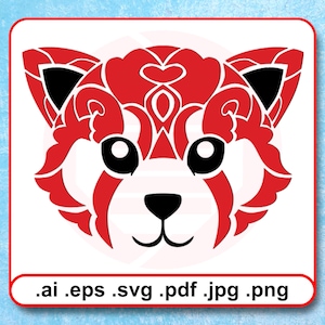 Panda rojo SVG clipart Cricut archivos de corte DIY manualidades calcomanía guardería pared arte descarga digital