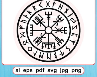 Vegvisir SVG cut files Wall art decal Viking Nordic compass Digital Download