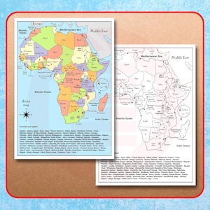 Afrika Landkarte Afrika Reisekarte zum ausdrucken Afrikanische Länder Landkarte Afrika Landkarte Dekor Landkarte