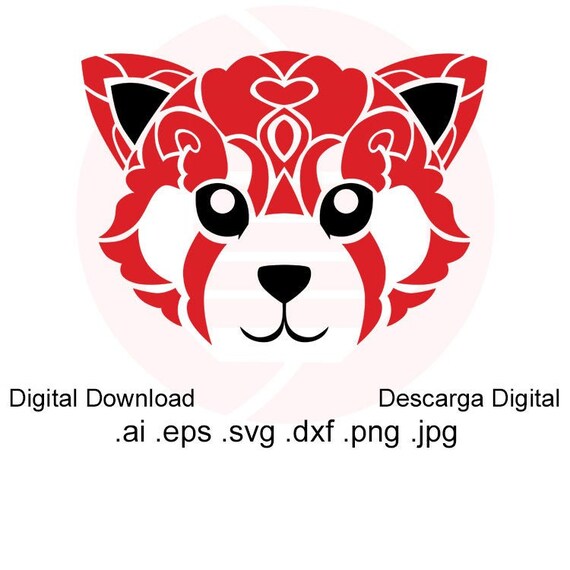 Panda Rojo Svg Dxf Vector Panda Menor Decoracion Pared Clipart Etsy