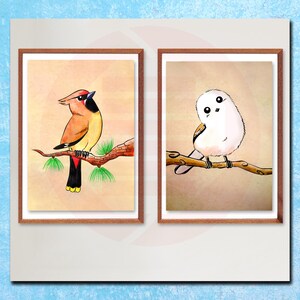 Printable watercolor bird painting Bird lover gift original handpainted art Baby nursery room home decor digital download