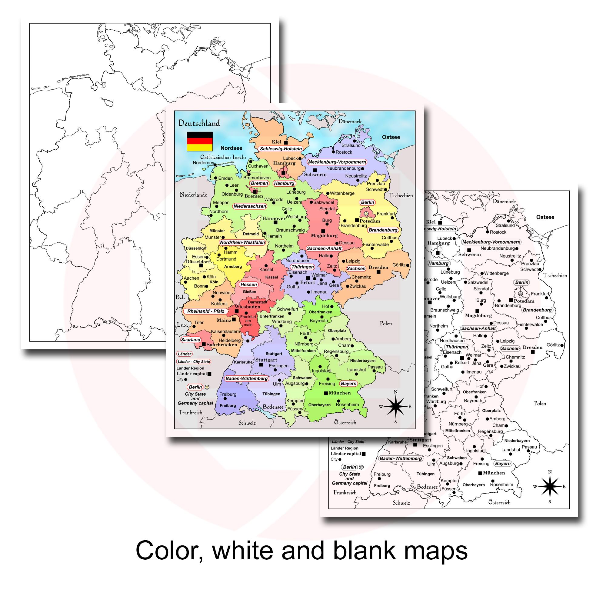 Germany Map Print Printable Germany Political Map Deutschland Travel Plans Map School ...