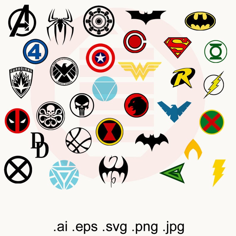 Superhero SVG logo printable wall artwork decal clipart trademarks Avengers Justice League Superman Batman Captain The us Spiderman present obtain photo regarding Printable Superman Logos called Superhero SVG emblem printable wall artwork decal clipart emblems Avengers Justice League Superman Batman Captain The us Spiderman reward obtain
