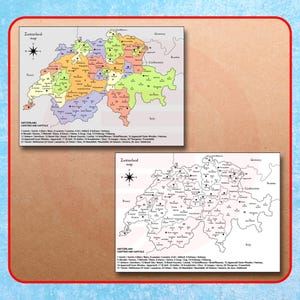 Schweiz Landkarte Druckbare Landkarte Schweiz Reiseplan Schweiz politische Landkarte Schweiz digitale Landkarte download