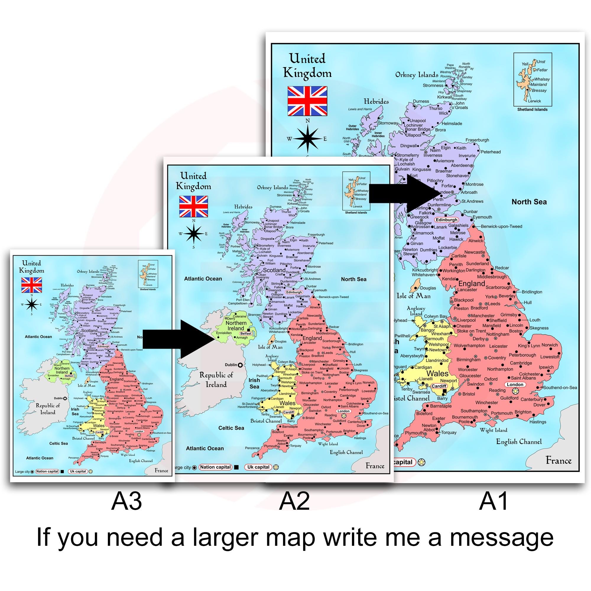 印刷可能なイギリスの政治地図ウォールアート、イギリス旅行プラン 