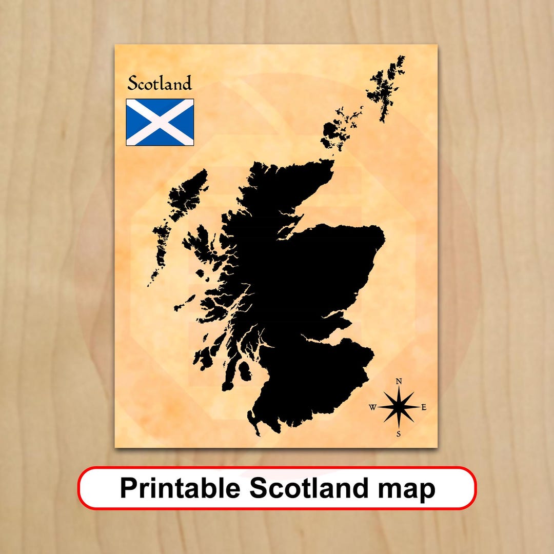 Scotland Map Print Out Printable Scotland Map Wall Art Print Home Decor Digital Download - Etsy