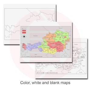 Printable Austria Political Map Travel Plans School Supplies Digital ...
