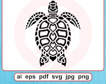Tribal Sea turtle SVG cut files Hawaiian Decor Vector decal Digital download
