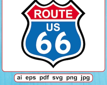 Route 66 SVG Cricut cut files Clipart vector template Digital Download