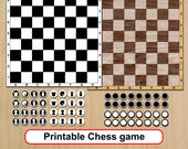 Printable Chess board game template Checkers Digital download