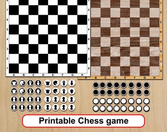 Printable Chess board game template Checkers Digital download