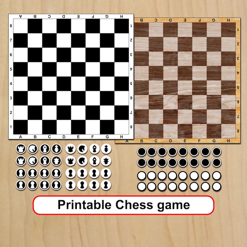 Printable Chess Board Game Template Checkers Digital Download - Etsy UK