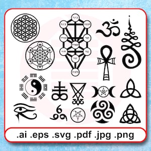 Heilige Geometrie SVG Clipart: Esoterische Symbole, Blume des Lebens (Digital Download