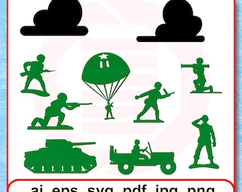 Army Men Vector Clipart: Toy Soldiers SVG Cut Files (Digital Download)