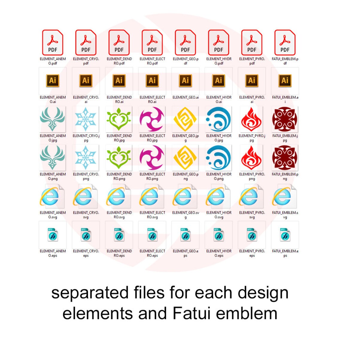 Genshin Element Symbols SVG Vector Printable Cut File Carnival Etsy