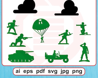 Toy soldiers SVG cut files Green army men clipart Baby room nursery decor Digital download