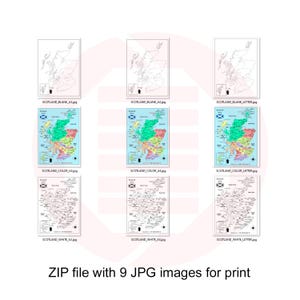 Printable Scotland map Regions geographical areas United Kingdom UK travel plans Digital download image 9