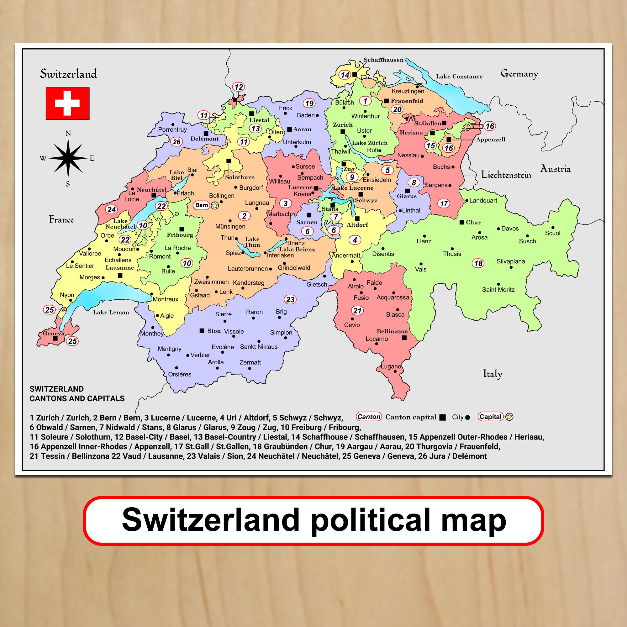 スイスの地図 - Etsy 日本