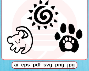 Simba silhouette clipart SVG coupe des fichiers cercle de vie sticker vectoriel téléchargement numérique