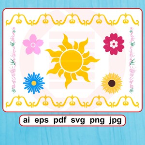 Robe Raiponce SVG coupe fichiers clipart Costume de princesse cosplay fête d'anniversaire téléchargement numérique