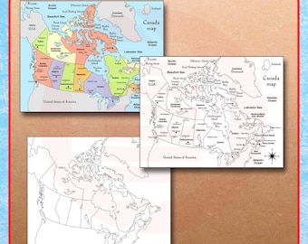 Printable Canada map Canada political map Travel plans School supplies digital download