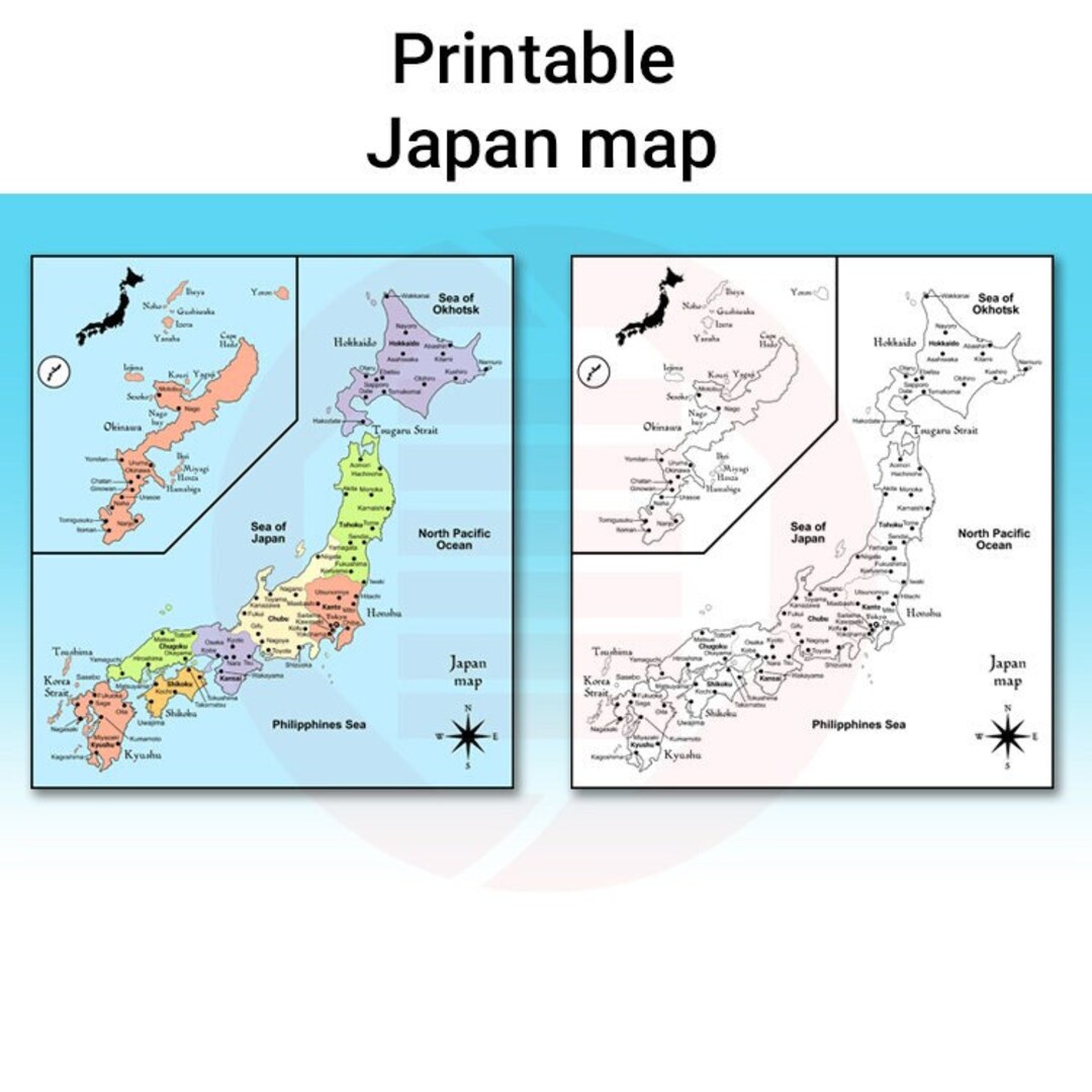 Printable Japan Map Japan Travel Map Plans Home Decor Room Decor Wall ...