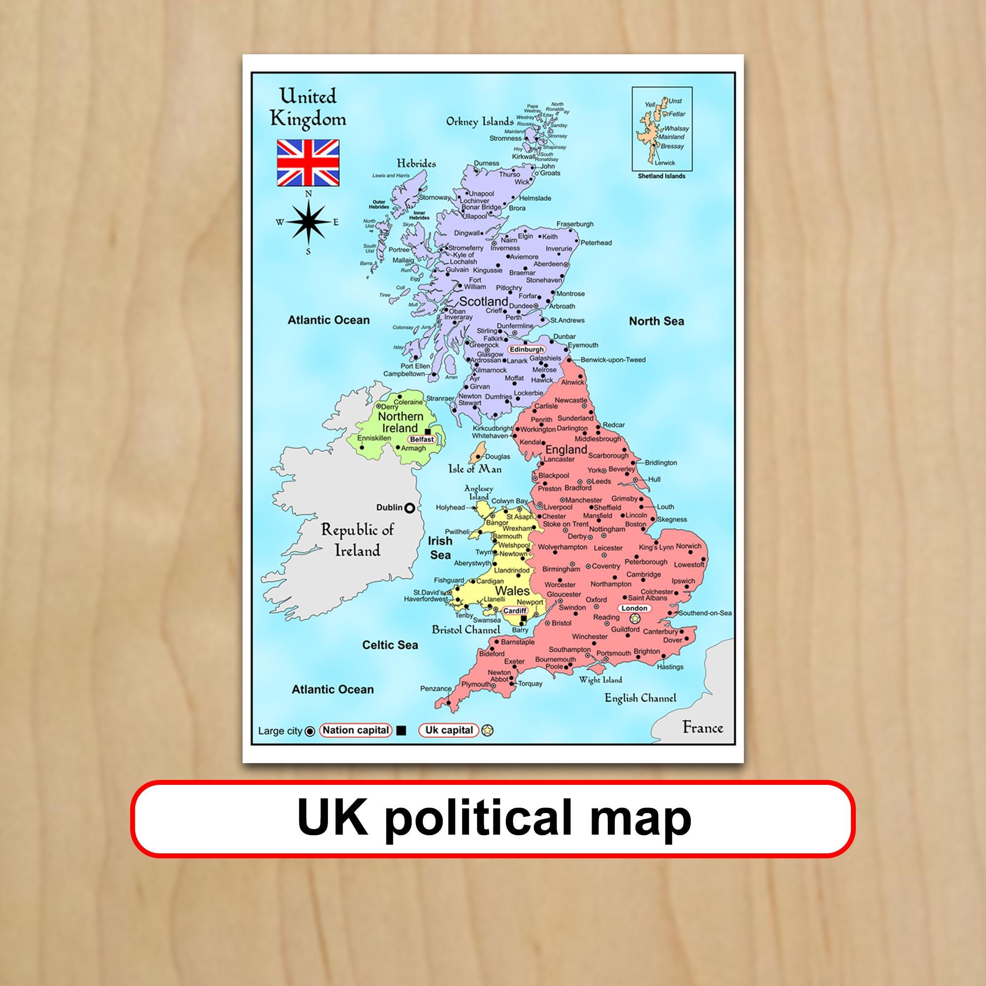 United Kingdom Landkaart Plattegrond Poster
