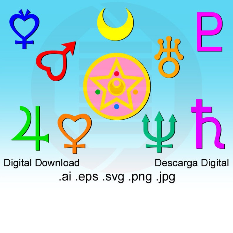Anime SVG Sailor Moon Clipart Planet Symbols Template Vector Etsy