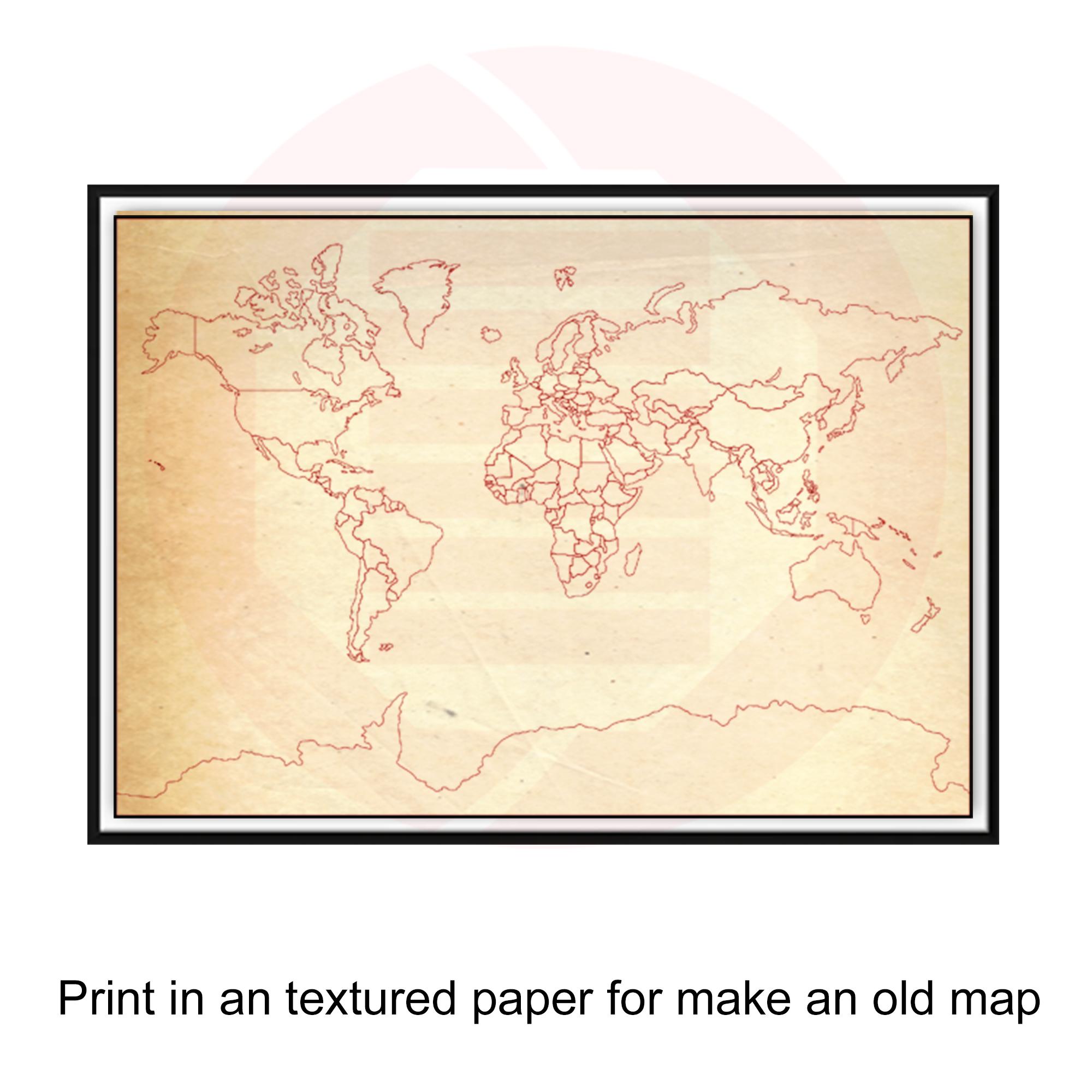 Printable Blank World Map Political Colouring Map for Home and School ...
