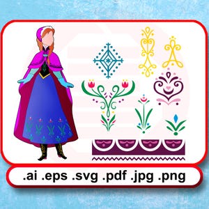 Frozen SVG Anna dress costume cut files template Princess bodice skirt cosplay digital download