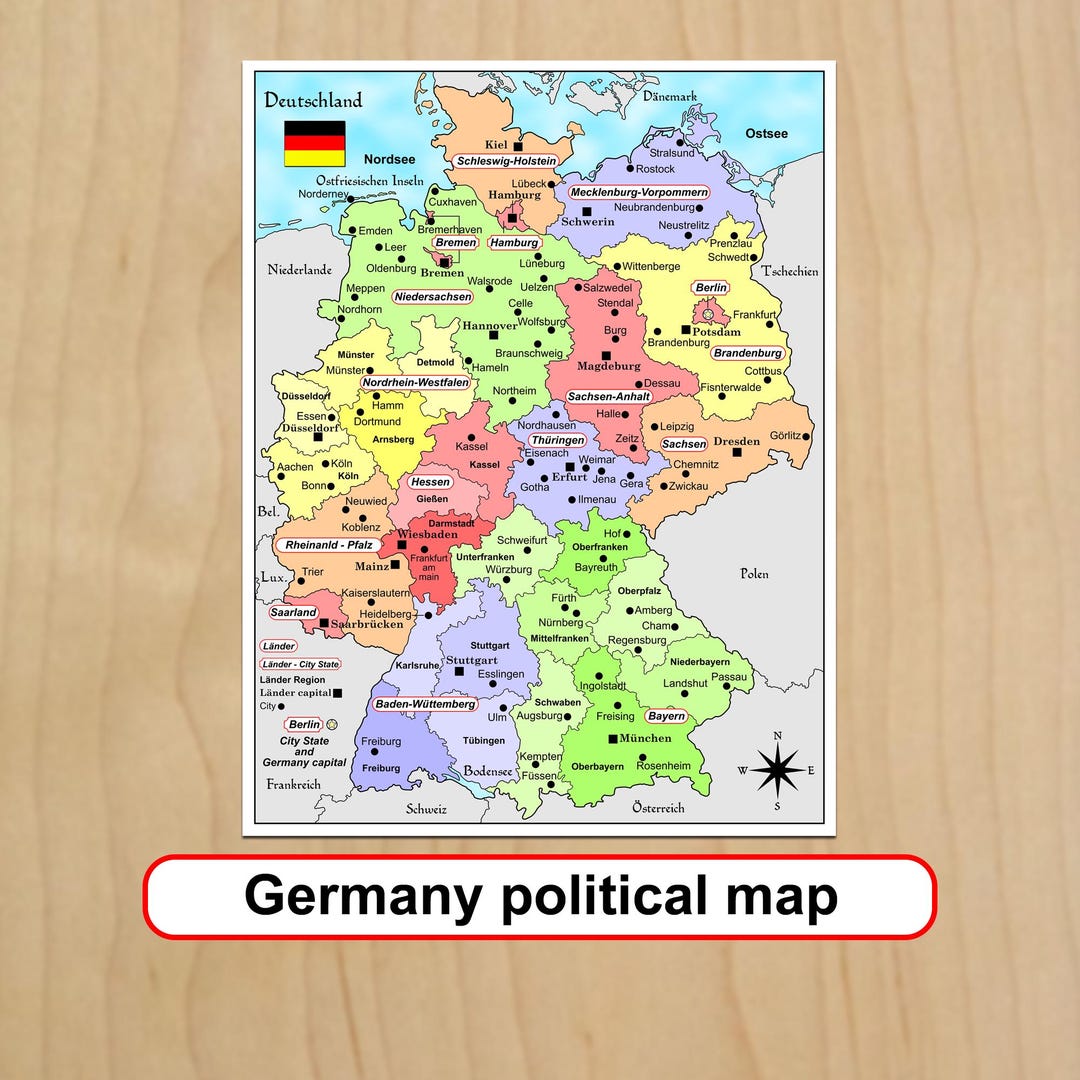 Germany Map Print Printable Germany Political Map Deutschland Travel Plans Map School ...