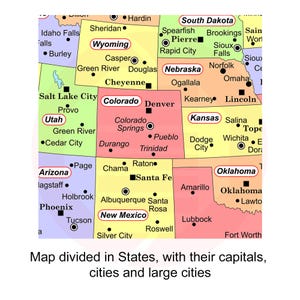 Printable USA map United States of America political map print Travel School digital download image 4