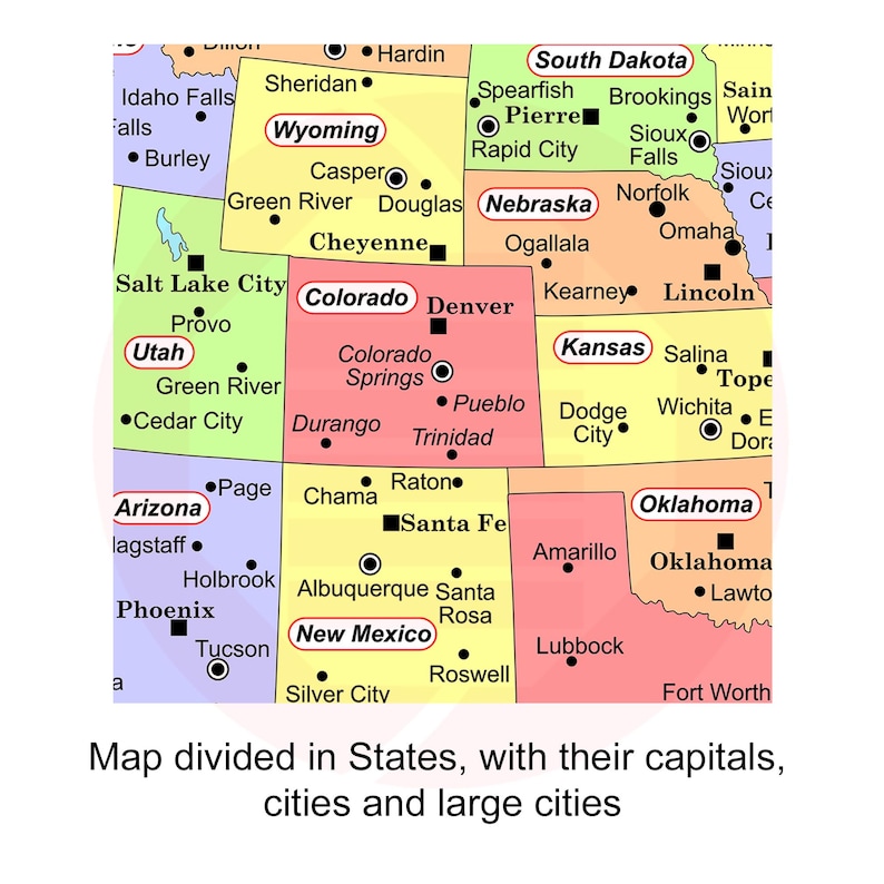 Printable USA map United States of America political map print Travel School digital download image 4