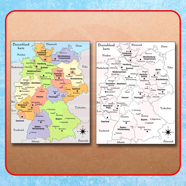 Germany Map Print Germany Print - Etsy
